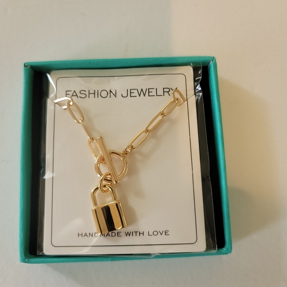 💞GIFTHALL DAINTY FAUX LOCK NECKLACES FOR WOMEN | GOLD PLATED CHOKER - Picture 5 of 5